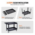 thumbnail image 6 of KFFKFF Utility Service Cart 360? Swivel Wheels 2 Shelf 550lbs (2 with Brakes), 6 of 9