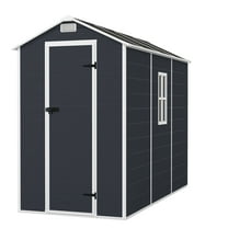 Resin Outdoor Storage Shed with Floor,4X8ft Large Storage Sheds, 12mm Thick Board, HD Window Lighting