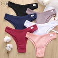 thumbnail image 2 of CuteByte Lencería De Algodón Para Mujer Ropa Interior Femenina 6 Tangas De Color Sólido Calzoncillos De Bikini Cómodos De Altura Bajapangjing, 2 of 4
