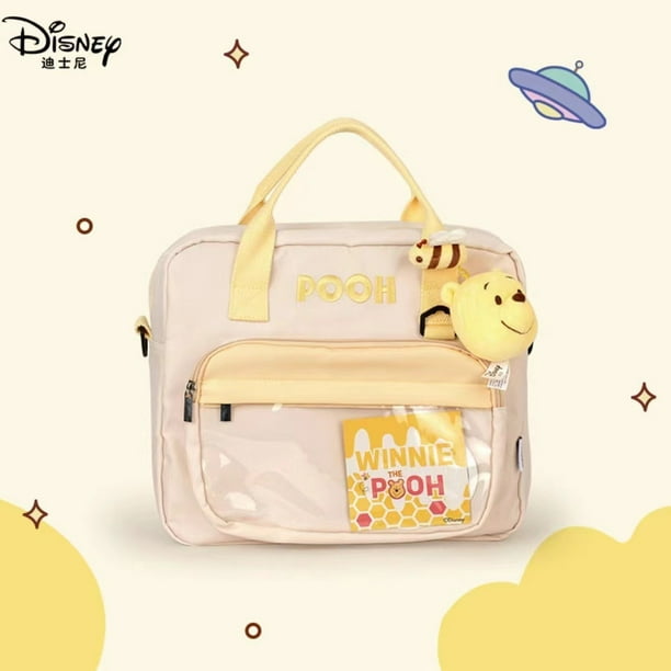 Nueva mochila portátil de gran capacidad con diseño de oso de abeja original de Winnie The Pooh Kawaii, bolso de un solo hombro, regalos bonitos de dibujos animados para niñas