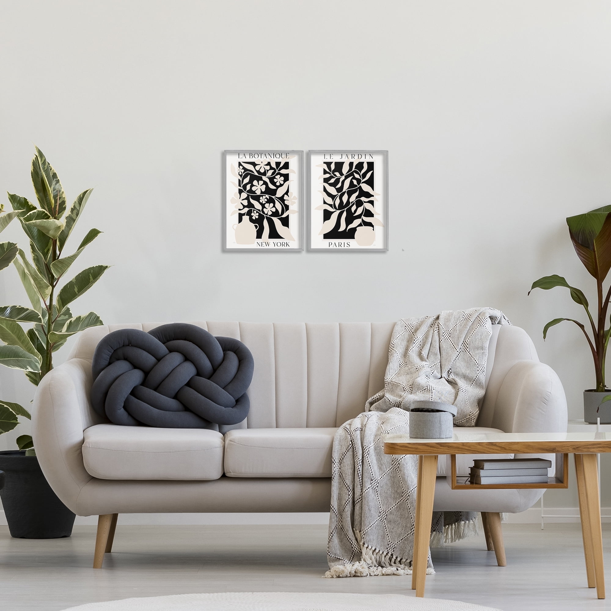 Stupell Industries New York & Paris Botanicals 2 Piece Gray Framed Giclee Art Set, design by Natalie Carpentieri
