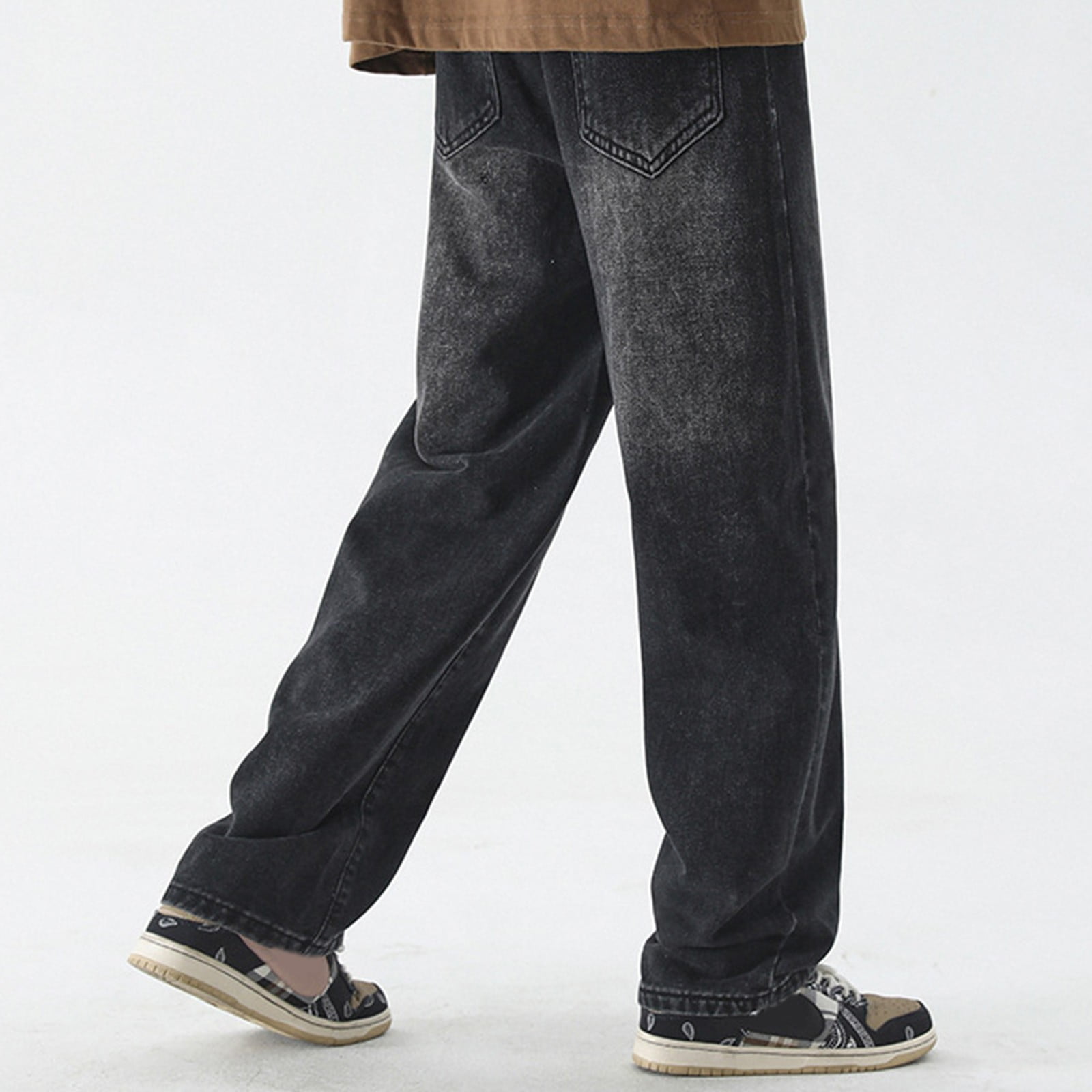 YOTMKGDO Mens Jeans, Baggy Jeans, Mens Vintage High Street Washed