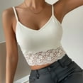 thumbnail image 2 of HAPIMO Women's Slim Camisole Tank Crop Tops Bra Spaghetti Strap Casual Tops Lace Crochet V Neck for Girls Summer Beach Tees Sleeveless Workout Shirts Trendy White, 2 of 7