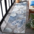 thumbnail image 3 of SAFAVIEH Cabana Salima Botanical Indoor/Outdoor Runner Rug, Ivory/Navy, 2' x 9', 3 of 11