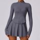 thumbnail image 1 of Conjunto deportivo de 2 piezas para mujer, traje de Yoga, ropa deportiva de manga larga, Top deportivo, Falda corta, mallas de entrenamiento para gimnasio, ropa de gimnasio, 1 of 5