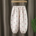 thumbnail image 2 of Maean 1-7T Toddler Kids Cotton Pant Elastic Waist Loose Trousers Cute Printed Little Girls Summer Pants, 2 of 3