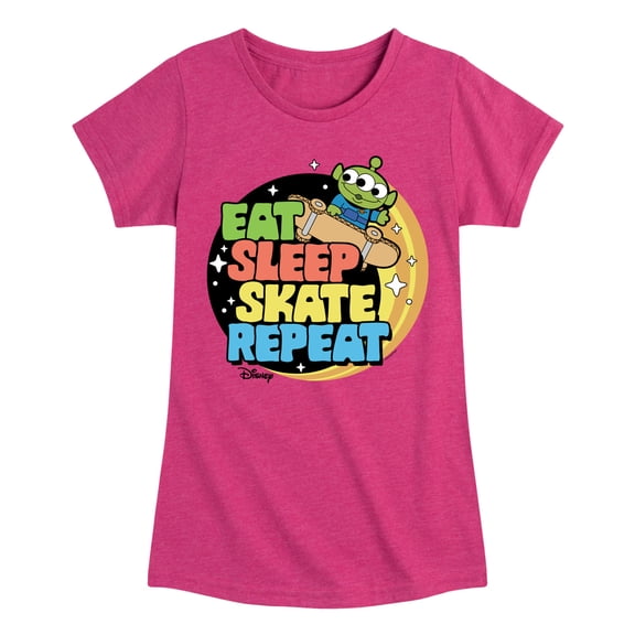 Disney - Toy Story - Eat Sleep Skate Repete - Toddler & Youth Girls Short Sleeve Graphic T-Shirt