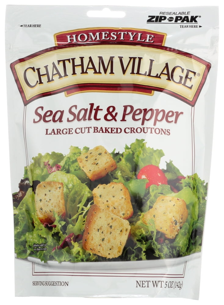 Chatham Village, Croutons, Sea Salt & Pepper Large Cut, 5 oz