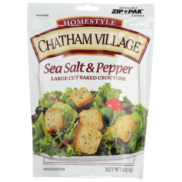 Chatham Village, Croutons, Sea Salt & Pepper Large Cut, 5 oz.