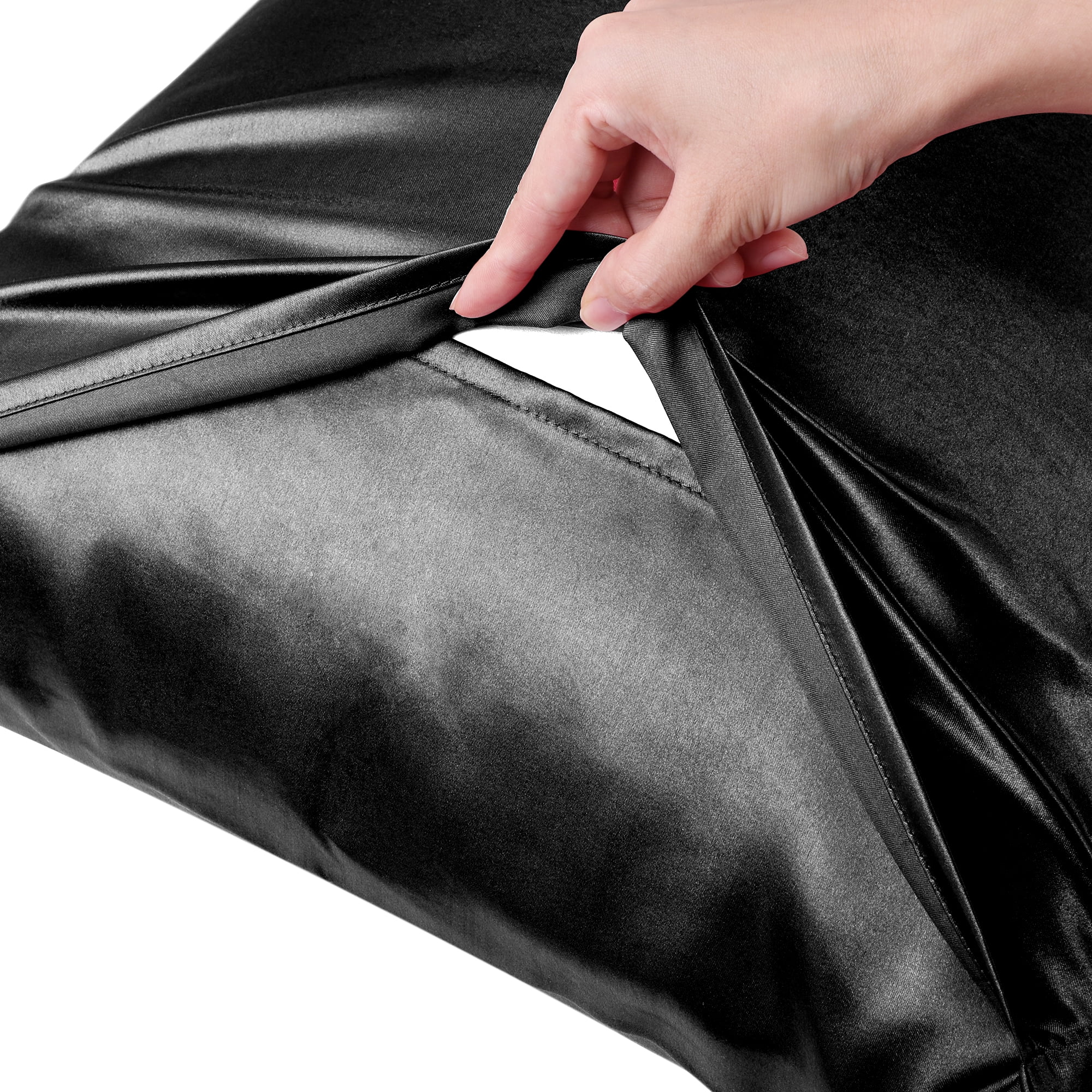 Unique Bargains 1 PC Satin Envelope Closure Body Pillowcases Black 20"x54"