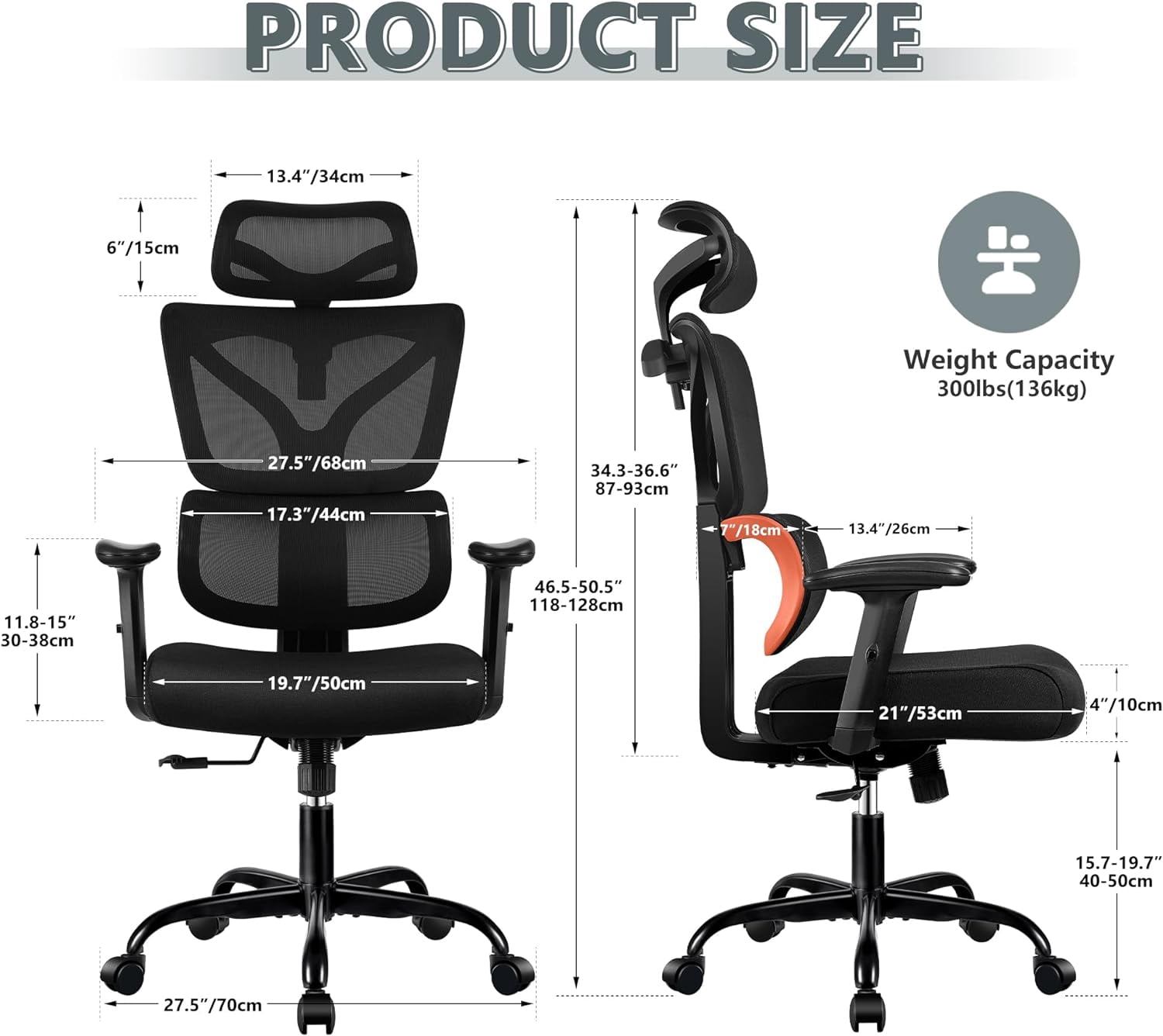 Office Chair, Ergonomic Desk Chair with Adjustable Height and Lumbar Support Swivel Desk Computer Chair with Flip up Armrests for Conference Room, Drak Gray