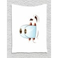 thumbnail image 1 of Eye Tapestry, Fun Caricature of Goofy Character Taken by Surprise Eyes Coming Out of Head, Wall Hanging for Bedroom Living Room Dorm Decor, 40W X 60L Inches, Pale Blue Coral Brown, by Ambesonne, 1 of 2