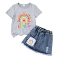 thumbnail image 4 of larppty Toddler Baby Girl Birthday Outfit Birthday Girl Shirt and Elastic Skirt Set Cute Summer Clothes Smash Cake Outfits（Q， 6-7 Years）, 4 of 4