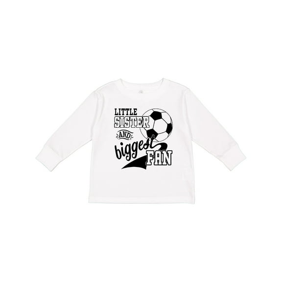 Inktastic Little Sister and Biggest Fan Soccer Player Girls Long Sleeve Toddler T-Shirt