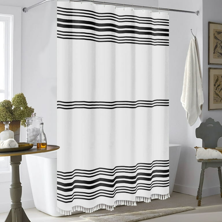 Shower Curtain Striped With Tassel