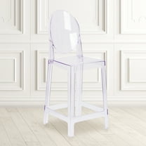 Flash Furniture Ghost Counter Stool with Oval Back in Transparent Crystal