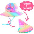 thumbnail image 4 of Girls Sun Hat for Kids UV Protection Unicorn Summer Hat Beach Play Hats Wide Brim Neck Flap for Girls Ponytail Hat 3-8 Years, 4 of 5