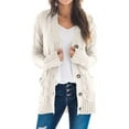 thumbnail image 1 of Women's Cable Knit Cardigan Long Sleeve Open Front Button Down Knitwear Sweater Coat, 1 of 4