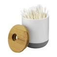 thumbnail image 2 of Full Circle Pick Me Up Ceramic & Bamboo Bathroom Counter Storage Canister - White & Gray - Great for Cotton Swabs!, 2 of 6