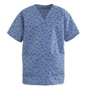 Women's V-neck Two Pocket Scrub Top, Flowers