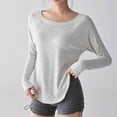 thumbnail image 5 of XPMWRP Long Sleeve Workout Tops for Women Hem Loose Crewneck Athletic Gym Shirts Soft Running Yoga Tee Tops White M, 5 of 9