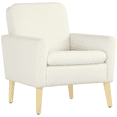 thumbnail image 1 of HOMCOM Fauteuil d'Appoint Teddy Rembourré Fauteuil Moderne avec Pattes en Bois Crème, 1 of 10