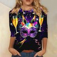thumbnail image 2 of QATAINLAV Sales Today Mardi Gras Shirts for Women Carnival Party Tunic Blouses 3/4 Sleeve 3D Print Casual Fashion Shirts Tops Multicolor XL, 2 of 6