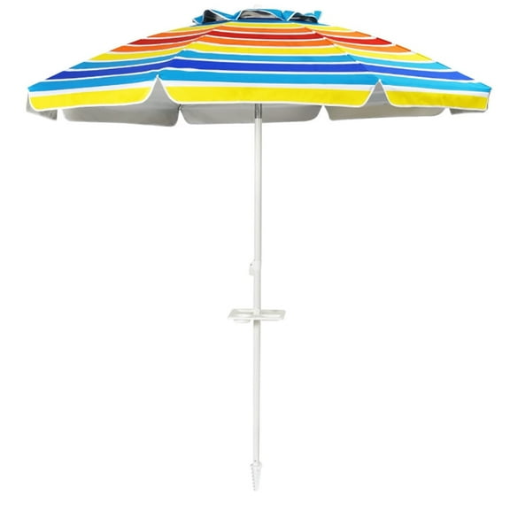 Spaco 7.2 Feet Portable Outdoor Beach Umbrella with Sand Anchor and Tilt Mechanism-Multicolor, Patio Offset Umbrella with Easy Tilt Adjustment, Outdoor Cantilever Hanging Umbrella