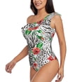 thumbnail image 4 of Balery Roses Mixed Zebra 1 One Shoulder Swimsuits for Women Ruffle Swimsuits Tummy Control One Shoulder Bathing Suits-Large, 4 of 8