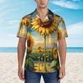 thumbnail image 2 of Fuzoiu Artistic Oil Painting Sunflower Print Hawaiian Shirt for Men, Summer Beach Casual Short Sleeve Button Down Shirts, Men’s Beach Summer Shirts with Pocket,Medium, 2 of 7