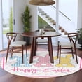 thumbnail image 4 of Easter Round Area Rugs Collection 7', Spring Polka Dot Bunny Pink Plaid Checkered Non Slip Indoor Circular Throw Runner Rug Floor Mat Carpet for Living Room Dining Table Bedroom Nursery, 4 of 9