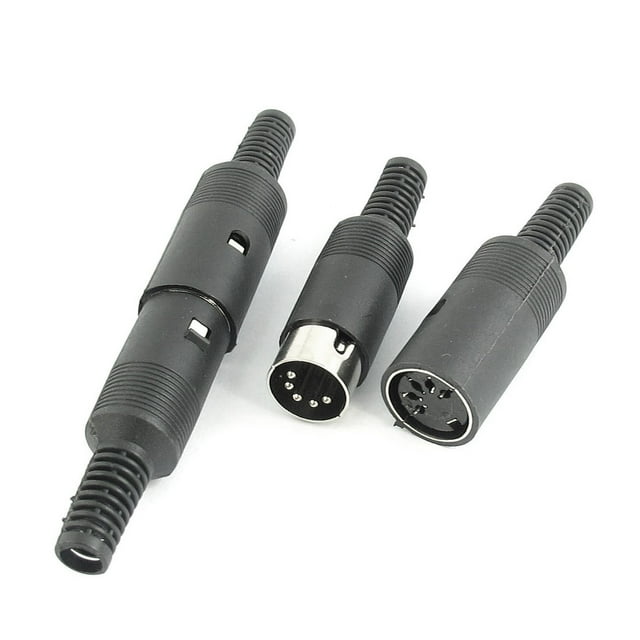 2 pares de enchufes DIN macho y hembra de plástico negro de 5 pines para cable de 6 mm