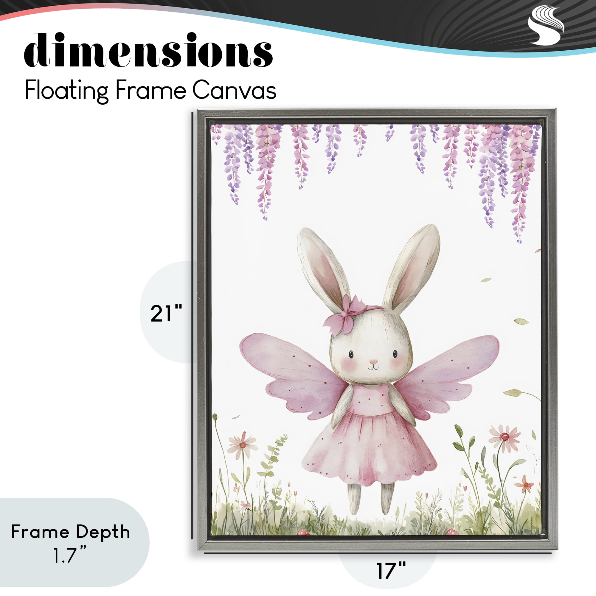 Stupell Industries Woodland Bunny Forest Fairy Gray Framed Floater Canvas Wall Art, design by LSR Design Studio
