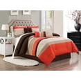 thumbnail image 1 of 11-Pc Jasper Embroidery Pleated Stripe Embossed Square Comforter Curtain Set Orange Brown Ivory Beige King, 1 of 2