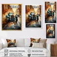thumbnail image 4 of Designart "Vintage Race Tracks in Blue and Yellow III" Architecture Framed Wall Art - Modern Blue Race Tracks Entryway Framed Wall Art, 4 of 6