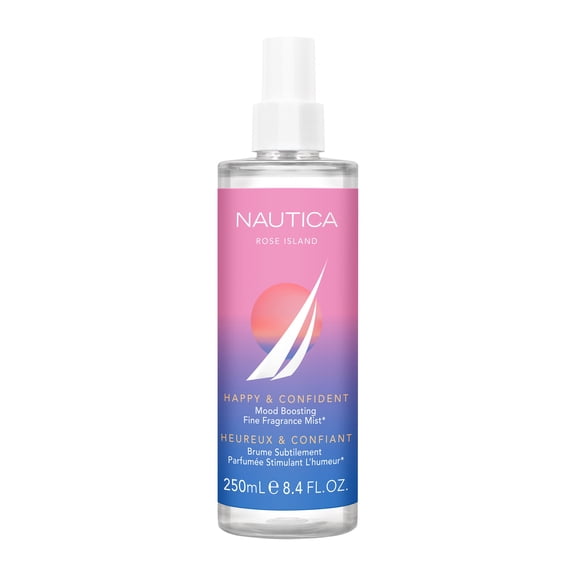 Nautica Rose Island Fragrance Hair & Body Mist for Women, Mood-Boosting Perfume, Happy & Confident, Amber Floral, Vegan Formula, Long Lasting, 8.4oz