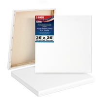 U.S. Art Supply 36 x 36 inch Stretched Canvas 12-Ounce Triple Primed, 3-Pack - Professional Artist Quality White Blank 3/4" Profile, 100% Cotton, Heavy-Weight Gesso - Acrylic Pouring, Oil Painting