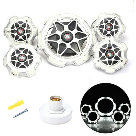 

Younar 120W Garage Light Round 5-head Lighting Ultra-high Brightness 12000LM E26/E27 Cold White Garage Lamp for Loft Basement Home Office
