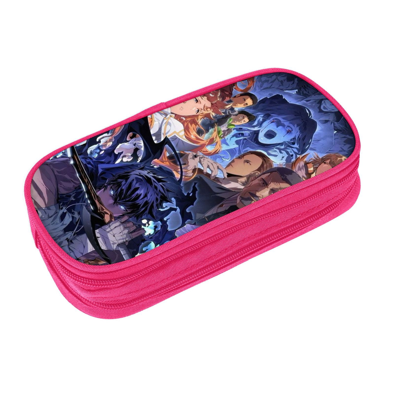 Solo Leveling Pencil Case Large Capacity Pencil Pouch Pen Bag Office Stationery Organizer Travel Makeup Bag Pink