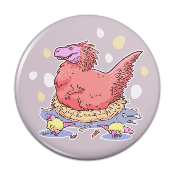 Feathered Tyrannosaurus Rex Dinosaur Nesting With Babies Pinback Button Pin