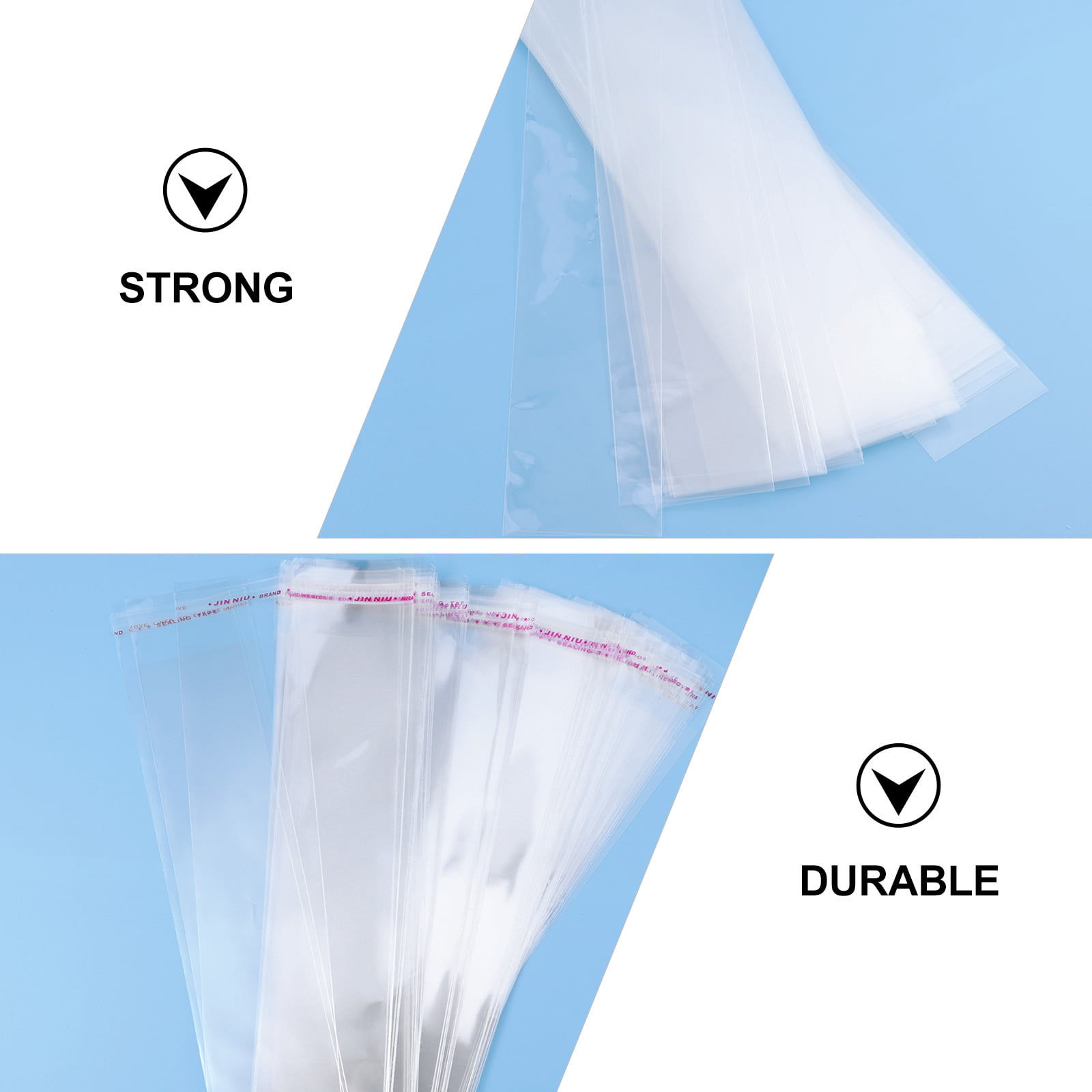 200pcs Clear Long Cello Bags Self Sealing 5x27cm Thick OPP Adhesive Bags for Bak 