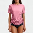 thumbnail image 4 of Hueook Summer Tshirts Upf 50+ Rash Guard Quick Dry Athletic Sun Protection Women's Fashion Summer V Neck Leisure Three-quarter Sleeve Solid Pink XL, 4 of 8