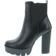 thumbnail image 2 of Static Footwear Latavia 3 Womens Chunky Heel Lug Sole Zip Up Platform Ankle Booties, Black Pu, 10, 2 of 7