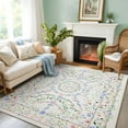 thumbnail image 3 of 6x9 Area Rug Living Room Rugs - Washable Vintage Floral Soft Thin Large Rug Indoor Floor No Slip Rug Carpet for Bedroom Under Dining Table Home Office Decor - BeigeWhite, 3 of 6