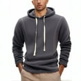 thumbnail image 2 of safuny Men's Solid Color Pullover Casual Soft Fleece Long Sleeve Tops Drawstring Crew Neck Sweatshirts Workout Loose Hoodies Shirts Big&Tall Fashion Gray XXXL, 2 of 5