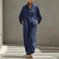 thumbnail image 4 of Hvogkswy Cotton Linen Dress for Women Solid Mock Neck Half Button Maxi Dresses Batwing Sleeve Pockets Loose Flowy Casual Summer Dresses, 4 of 8
