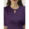 thumbnail image 6 of DressBerry Women’s Solid Georgette Round Neck Puffed Elbow Sleeves Knee Length Flared Hem Smocked Waist Light Weighted Casual&nbsp;Summerwear Beachwear Partywear All Purpose One Piece Dress, 6 of 7