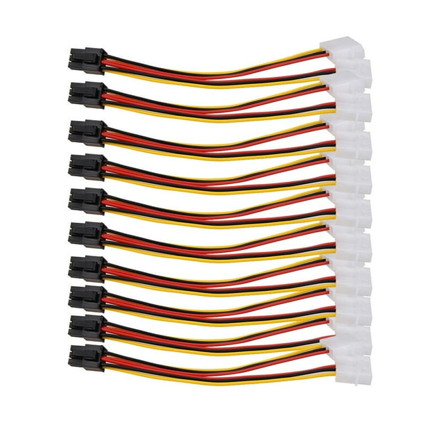 10 Uds Molex (4 pines) a PCI-E (6 pines) conector adaptador convertidor de energía