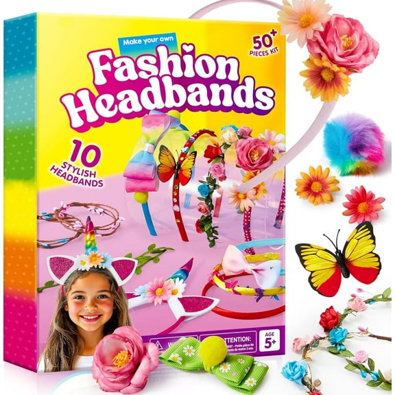 Joyfy Headband Making Kit for Girls, Make Your Own Fashion Headbands DIY Arts and Crafts, Hair Accessories Set Birthday Gift for Girls