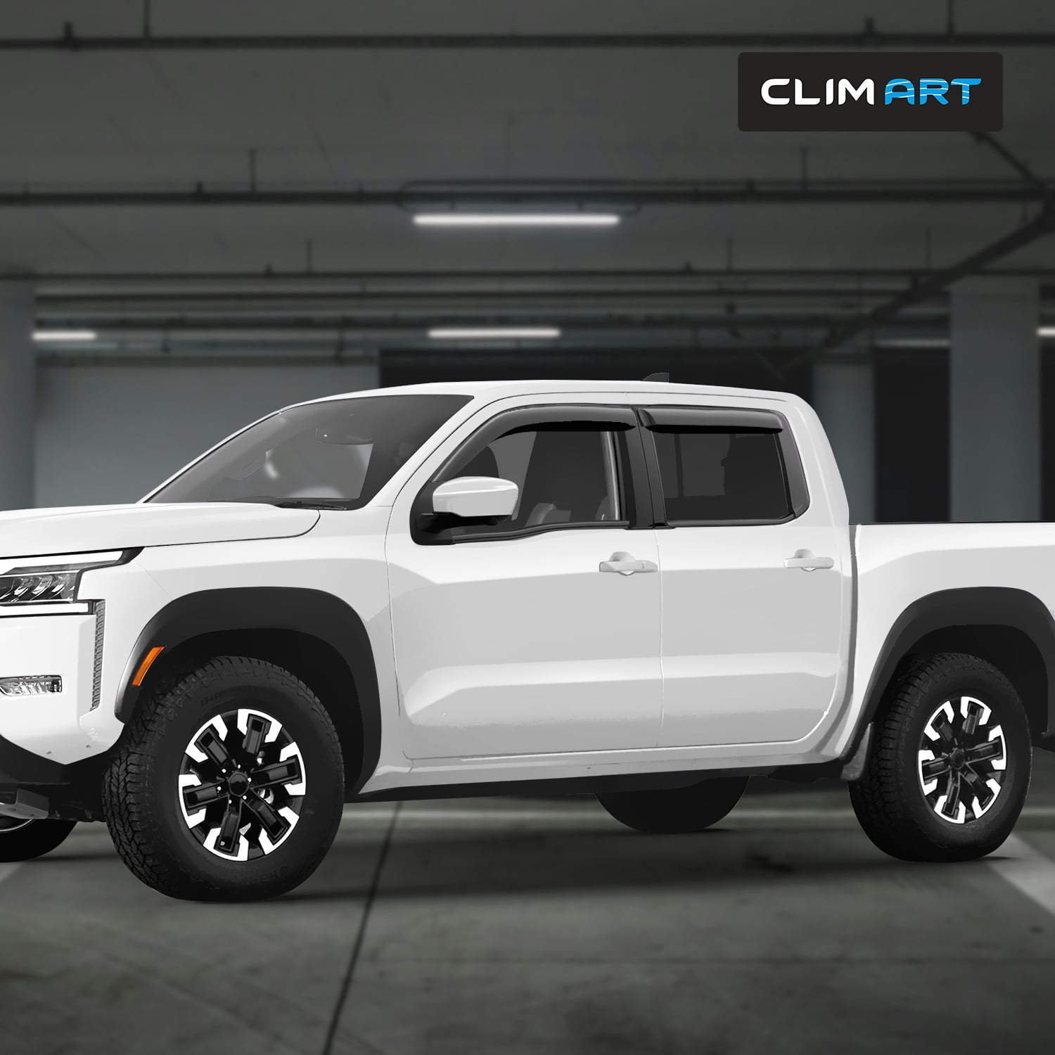 CLIM ART Incredibly Durable Rain Guards for Nissan Frontier 2022-2026 Crew Cab, Original Tape-on Window Deflectors, Vent Deflector, Window Visors, Car Accessories, 4pcs. - 422050
